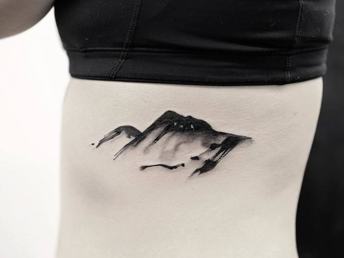 Watercolor Mountain Tattoo by joicewang.nyc