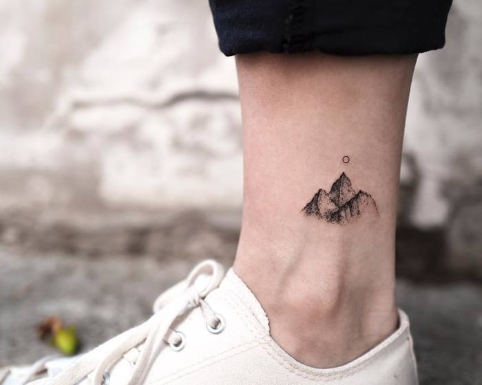 Tiny Dotwork Mountain Tattoo by ilwolhongdam