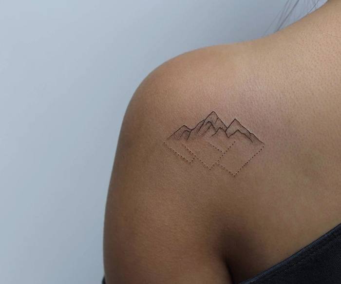 Minimalist Mountain Tattoo by lindsayapriltattoo