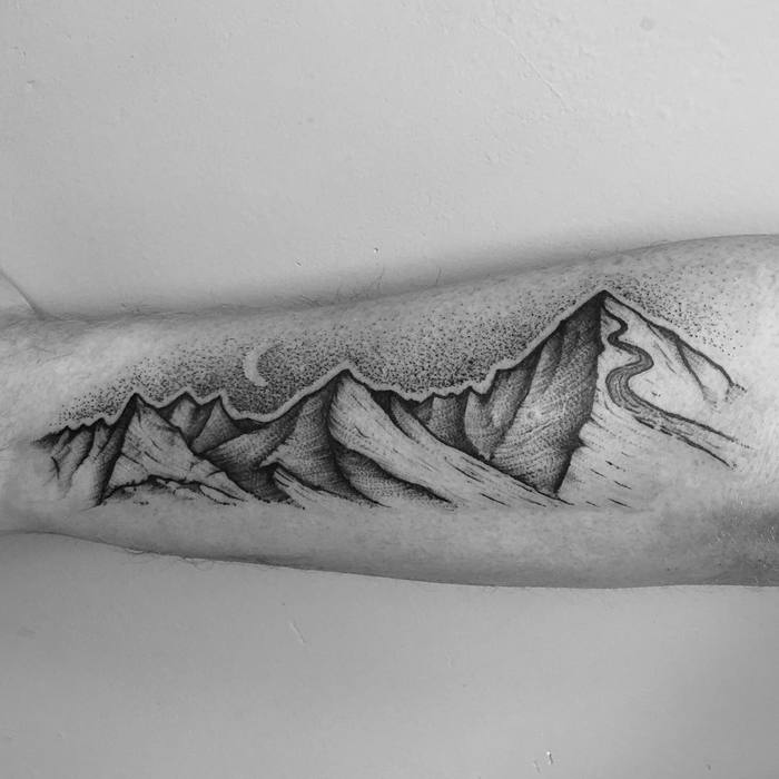 Mountain Range Tattoo by tomtomtatts