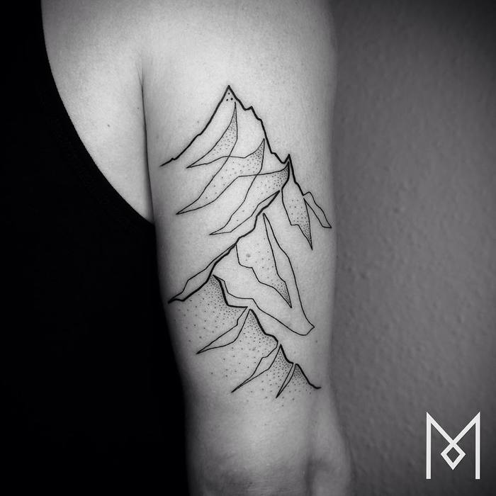 Single Line Mountain Tattoo by moganji