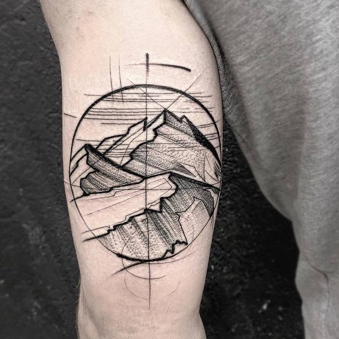 Sketch Style Mountain Tattoo by frankcarrilho