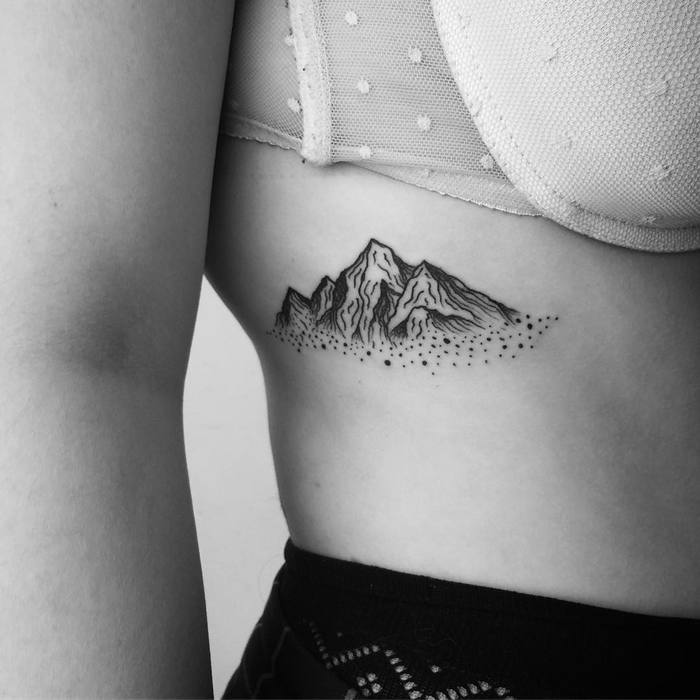 Black Ink Mountain Tattoo by ikaatattoo