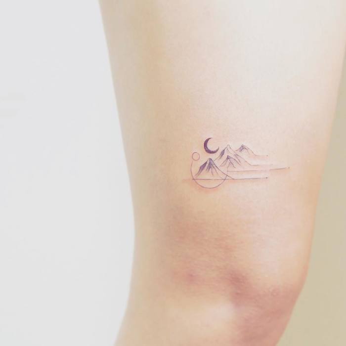 Mountains and Crescent Moon Tattoo by tattooist_dal