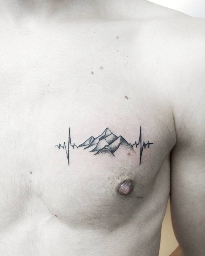 Heartbeat Mountain Tattoo by mericris