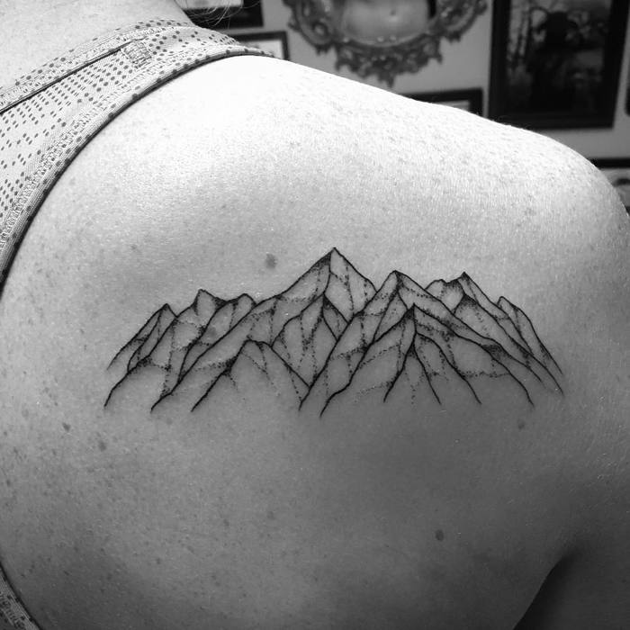 Mountain Range Tattoo by Rae Love.