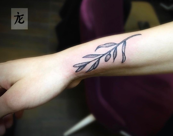 Dotwork Olive Branch Tattoo by isotattoo
