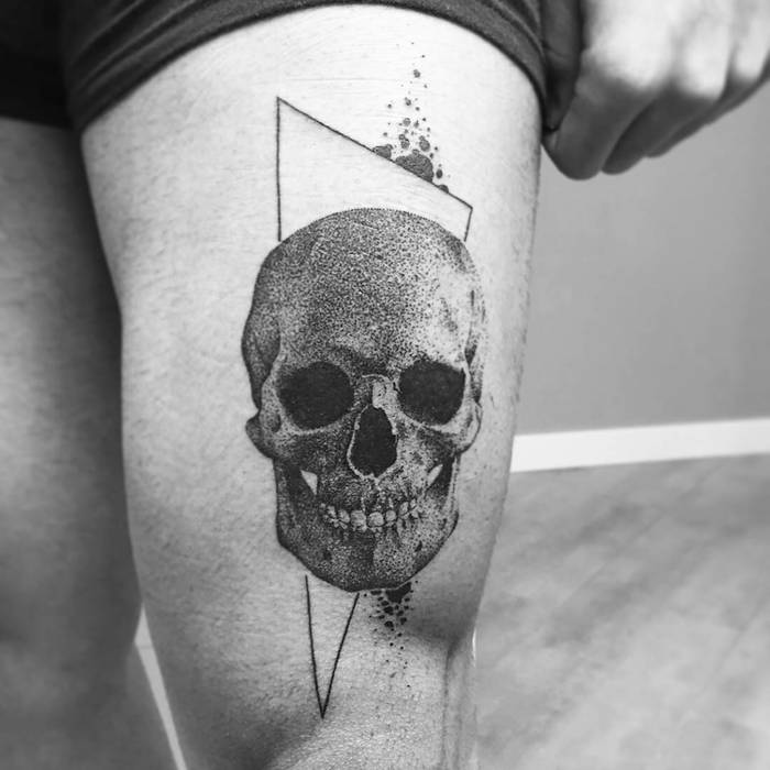 Dotwork Skull Tattoo by sauldekaese 