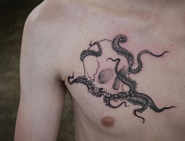 Skull Tattoo by Adam Rhys Thomas 