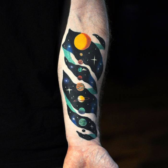 Solar System Tattoo by David Peyote