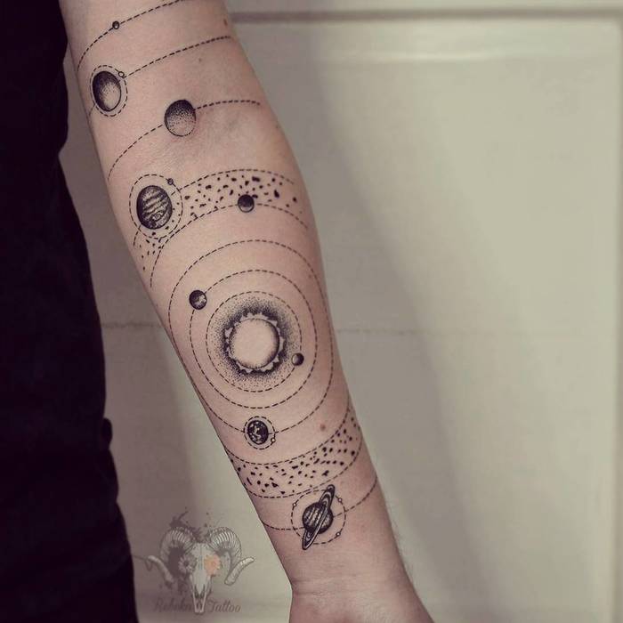 Solar System Tattoo by Rebeka Tratnik