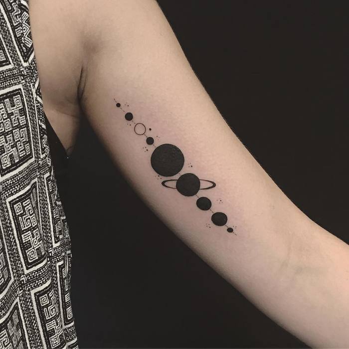 Black Ink Solar System Tattoo by samanthatattoo 