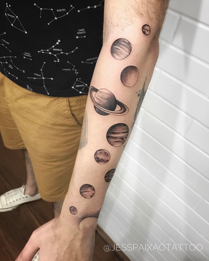 Solar System Tattoo by Jéssica Paixão