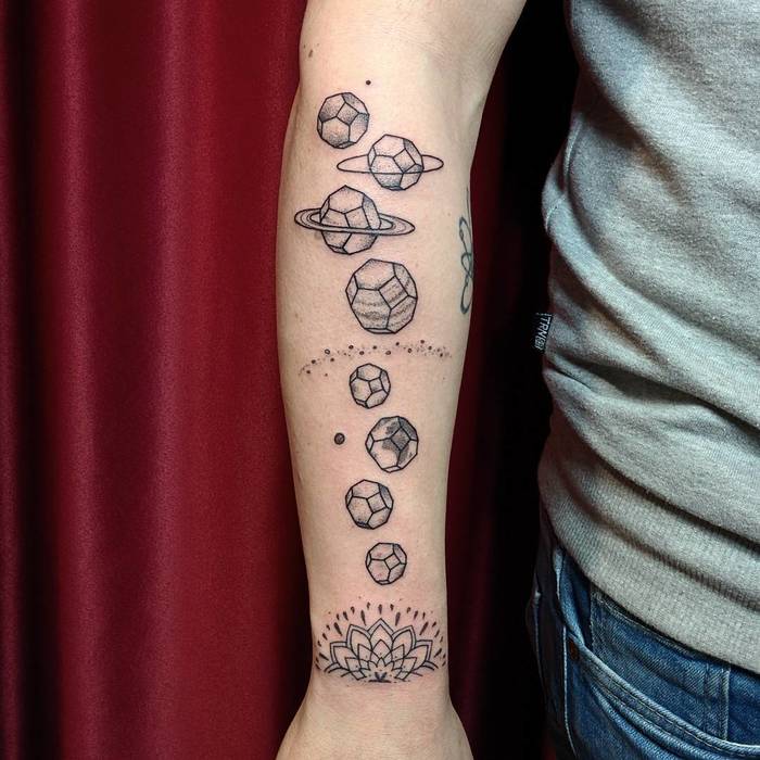 Geometric Solar System Tattoo by Michele Volpi