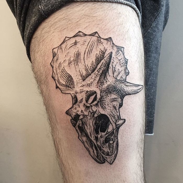 Triceratops Skull Tattoo by arrowheadtattoos
