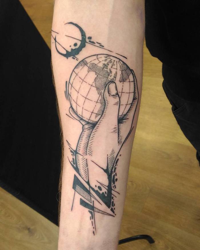Earth Tattoo on Forearm by graffunk83