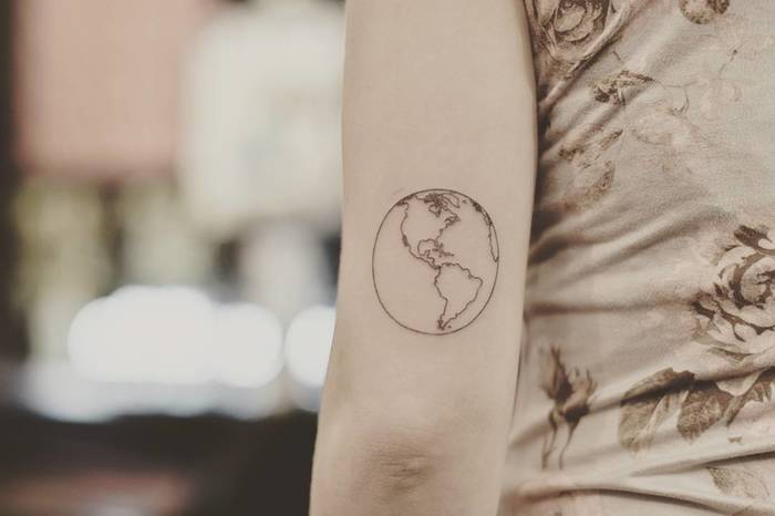 Minimalist Earth Tattoo by drag_ink