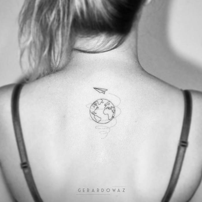 Simple Earth Tattoo on Back by gerardowaz