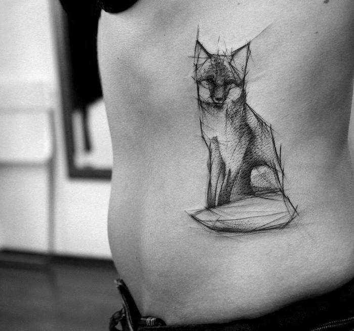 Sketchy Fox Tattoo by kamilmokot