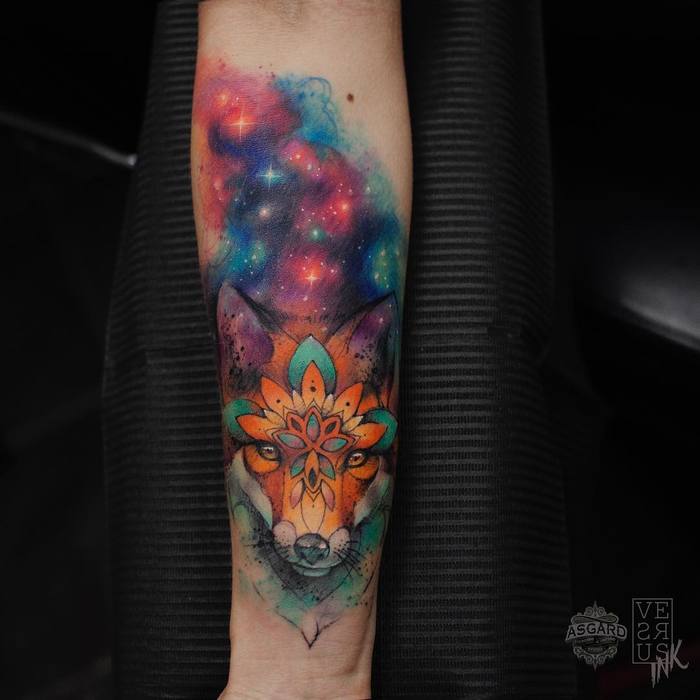 Cosmic Fox Tattoo by versusink