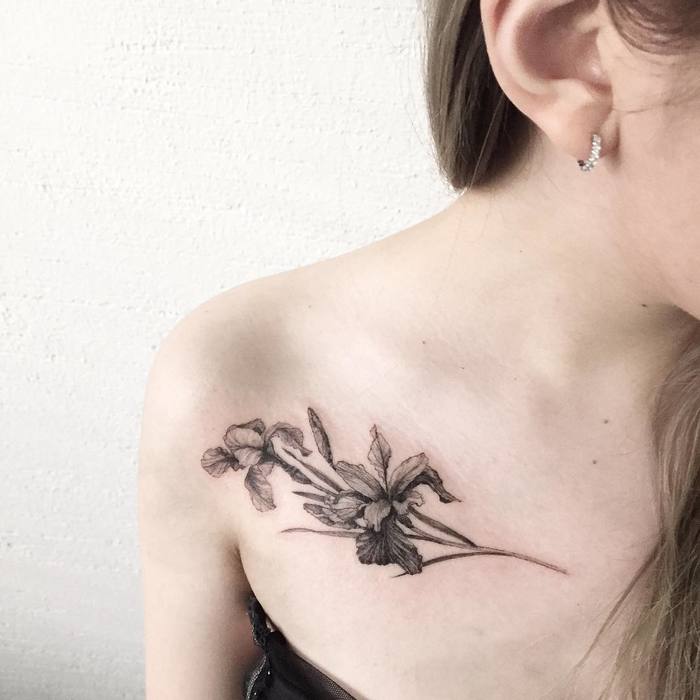 Black and Grey Iris Tattoo by ilwolhongdam