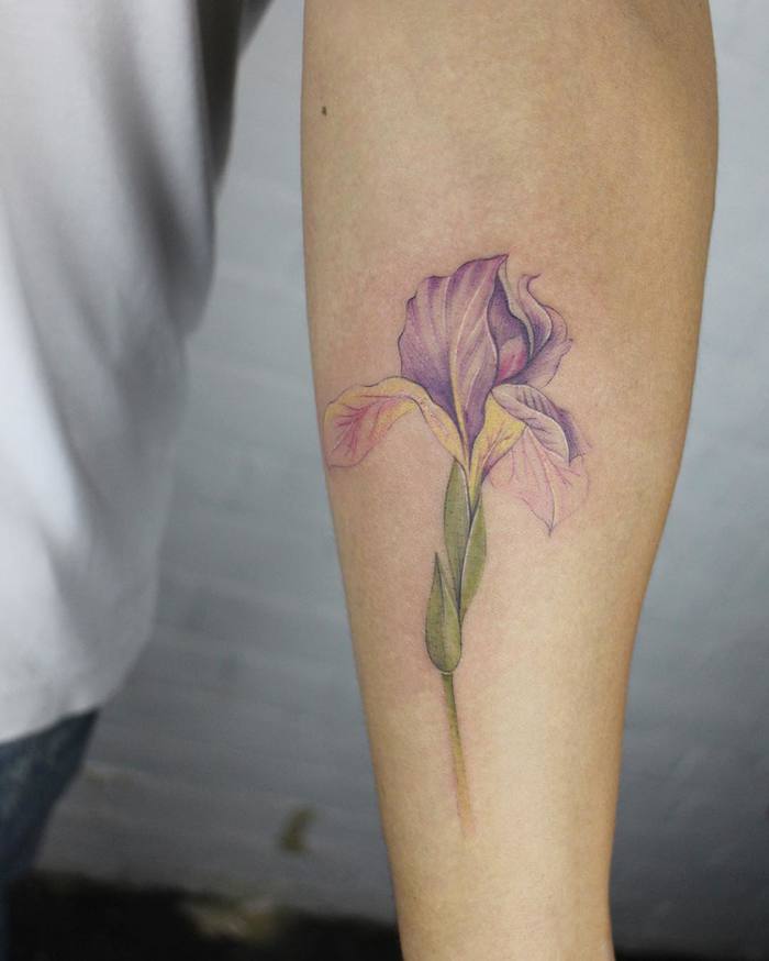 Purple Iris Flower Tattoo by __jesschen__