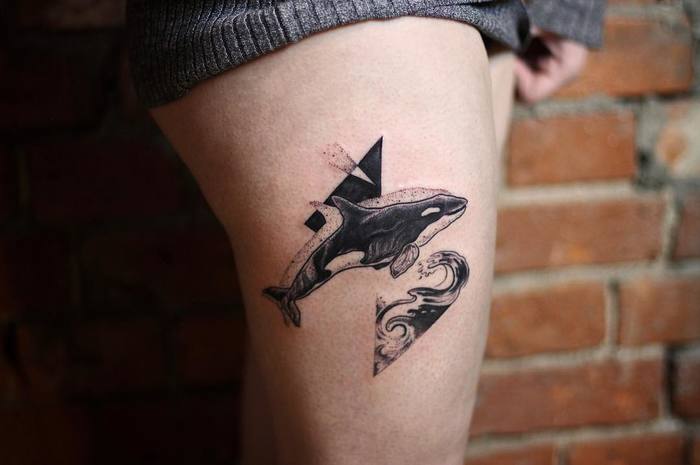Killer Whale With Geometric Elements by oeuvre_ink