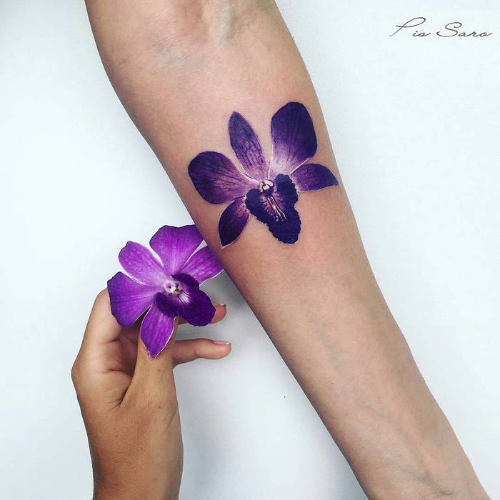Purple Orchid Tattoo by pissaro