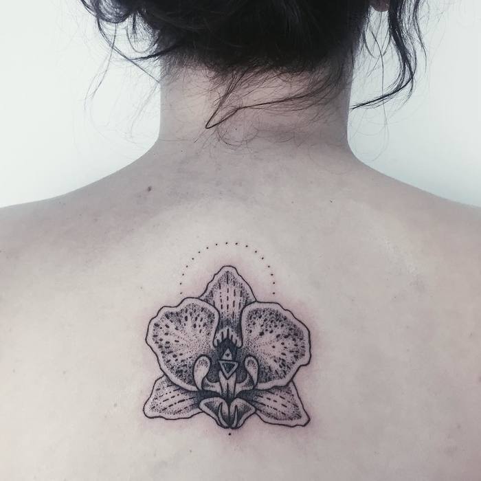 Dotwork Orchid Tattoo by reh.ink
