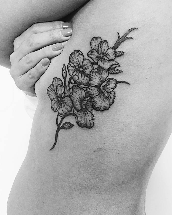 Blackwork Orchid Tattoo by noogintattoo