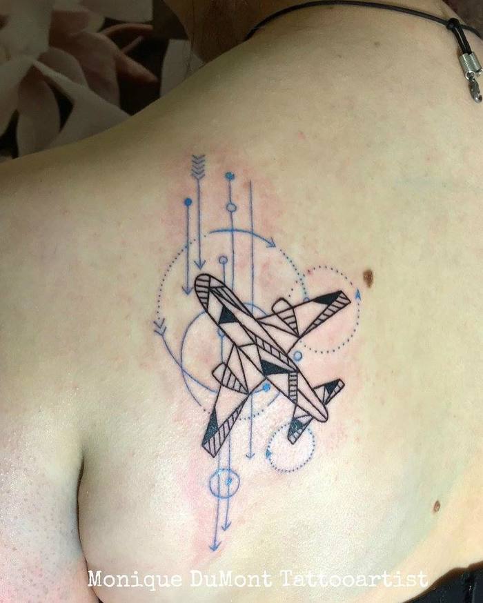 Geometric Airplane Tattoo by monique_dumont_tattooartist