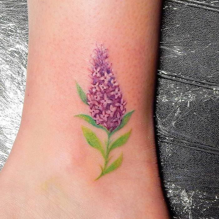 Purple Lilac Flower Tattoo by kingdom_ink_vermont