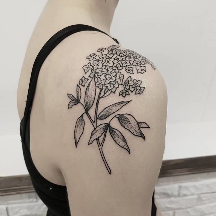 Dotwork Lilac Tattoo by katgomboc