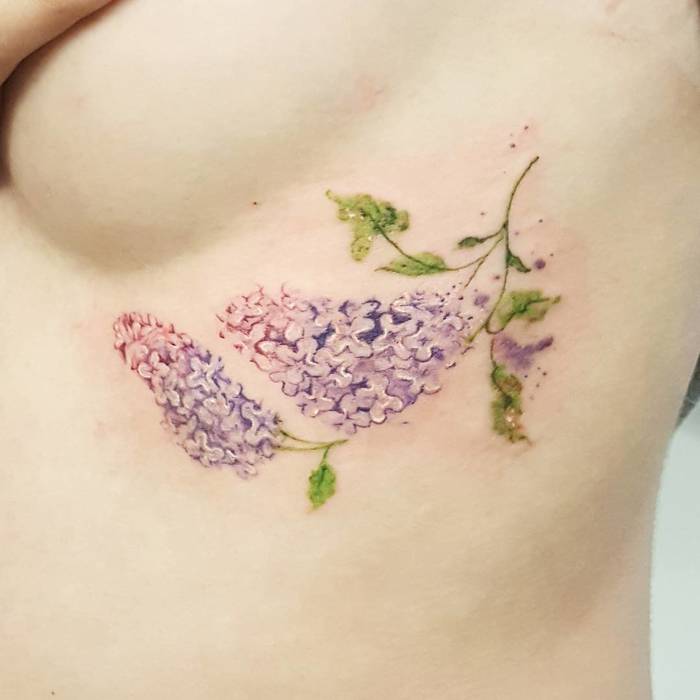 Watercolor Lilac Tattoo by amberrobyntattoos