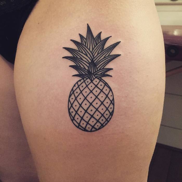  Linework Pineapple Tattoo by boshyboshe