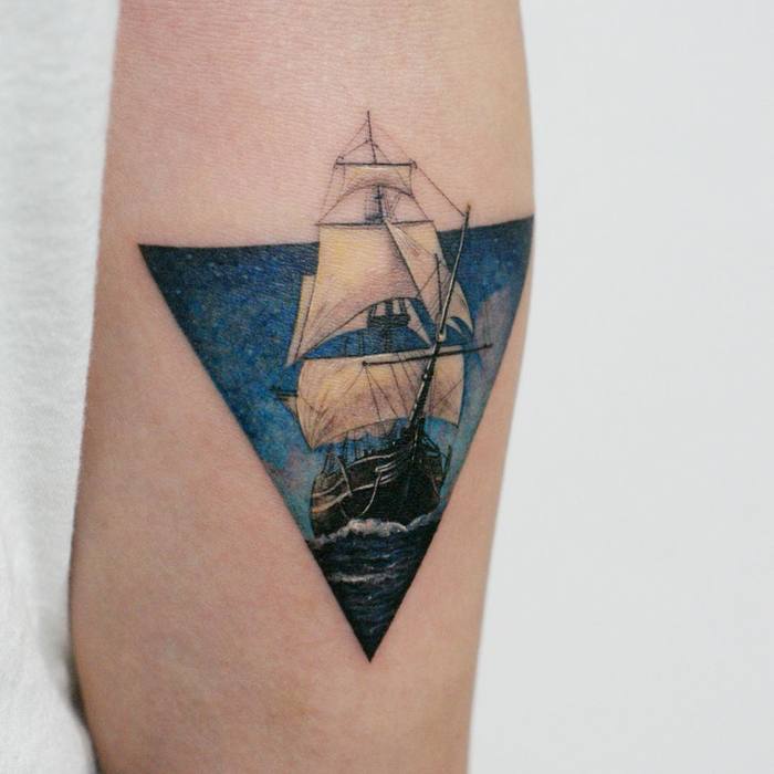 Sailing Ship Tattoo by tattooist_doy