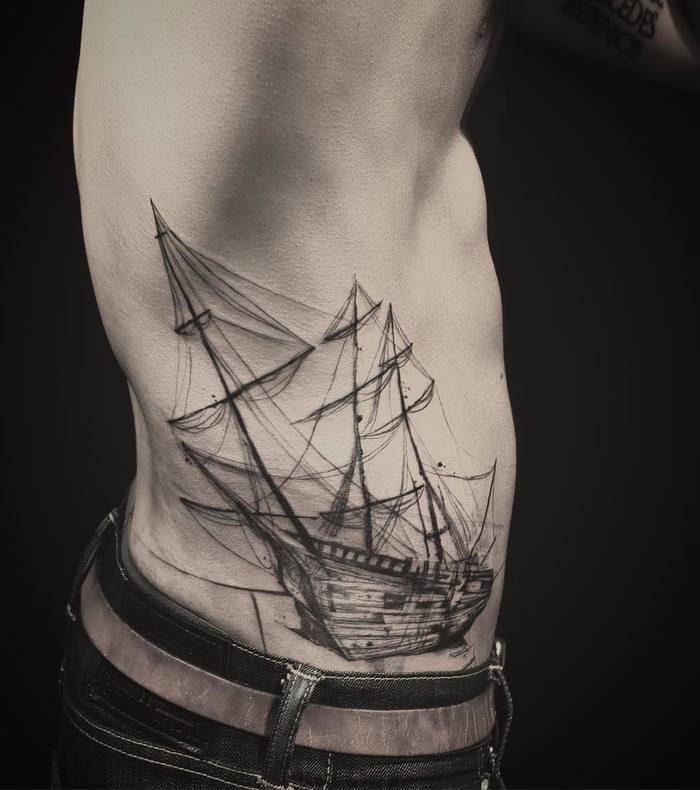 Ship Tattoo by tattooer_nadi