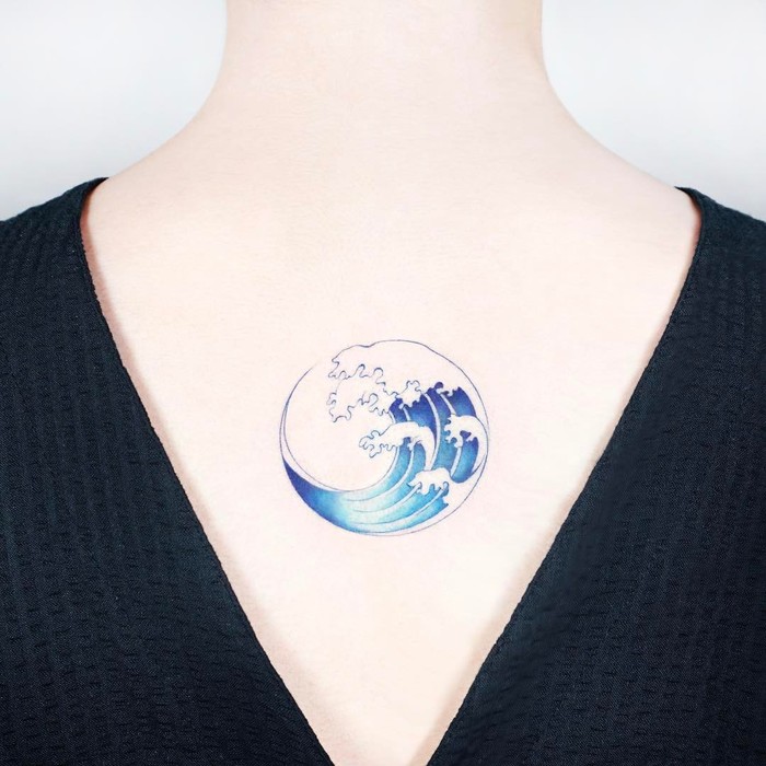 Blue Wave Tattoo by tattooist_ida