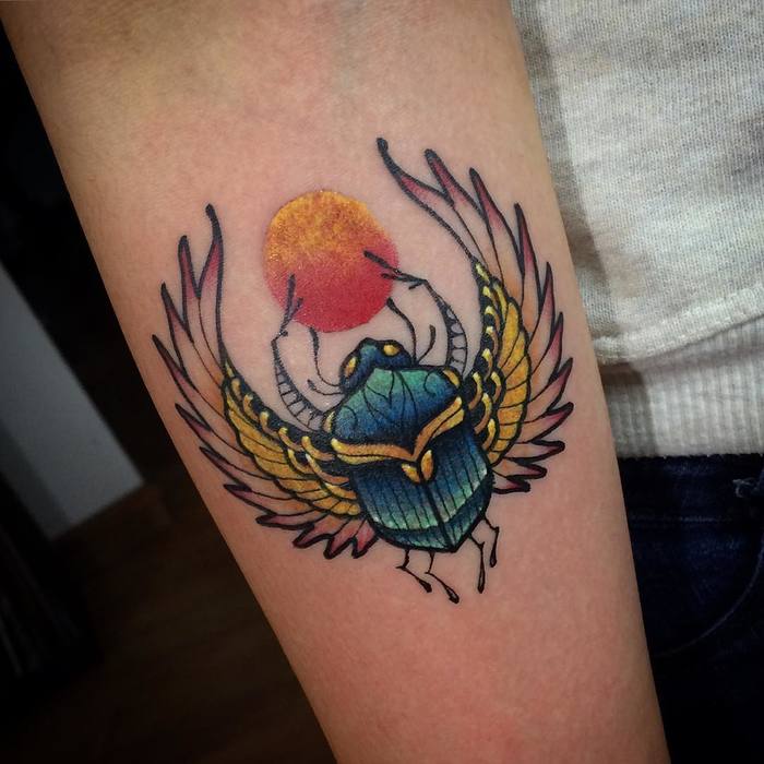 Scarab Beetle Tattoo by handmade_tattoo