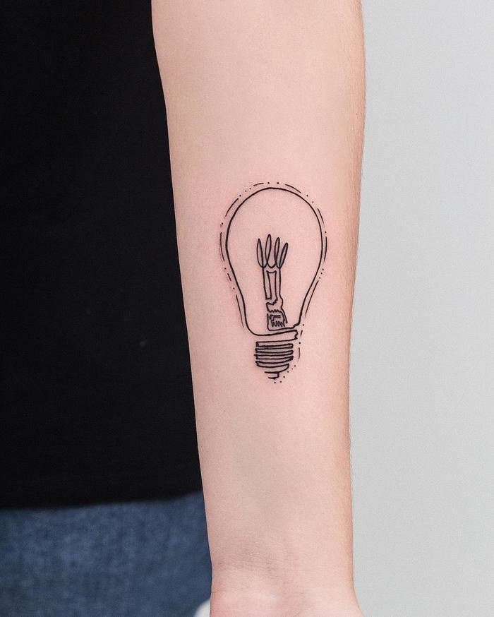 Minimalist Light Bulb Tattoo by robcarvalhoart