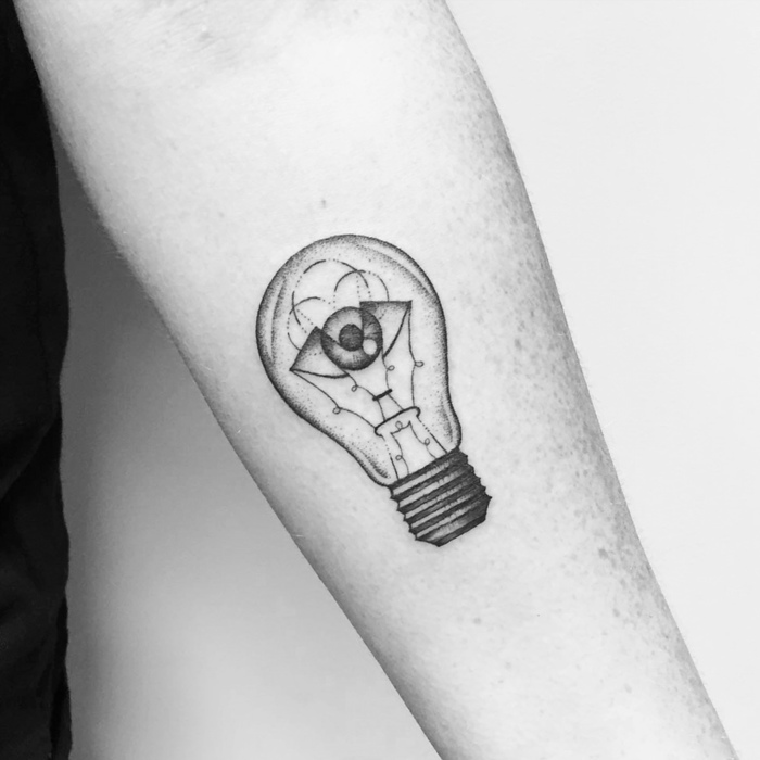 All Seeing Light Bulb Tattoo by emmabrosnanart
