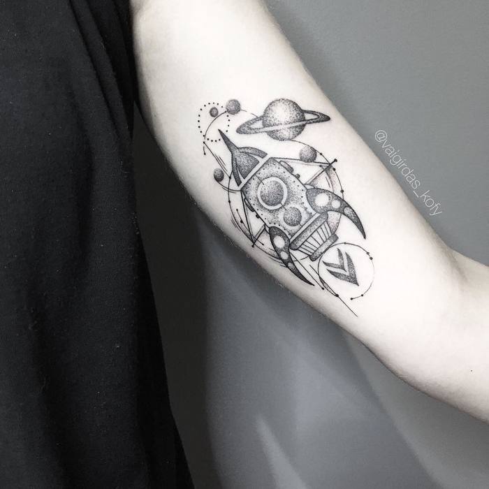 Dotwork Rocket Tattoo by vaigirdas_kofy