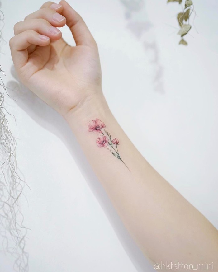 Delicate Poppy Flower Tattoo 
