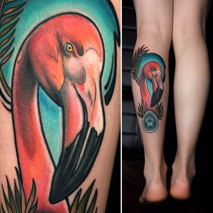 Flamingo Tattoo by joewutattoo