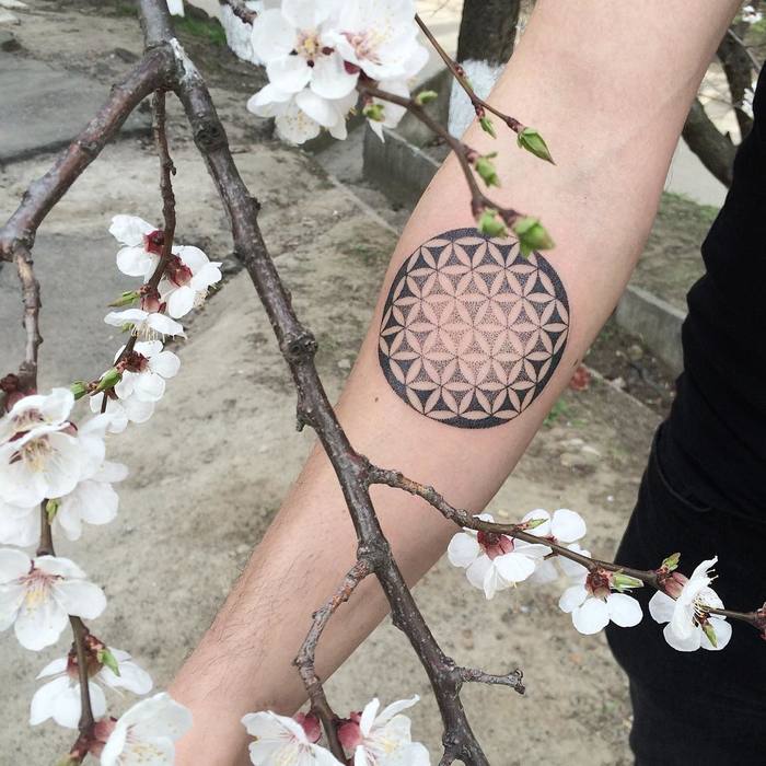 Dotwork Flower of Life Tattoo by mary_tereshchenko
