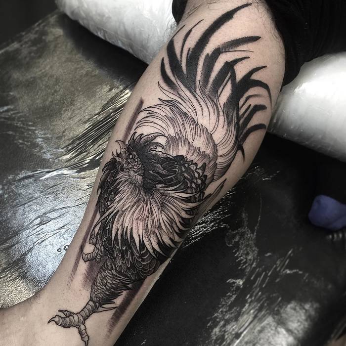 Blackwork Rooster Tattoo by fredao_oliveira