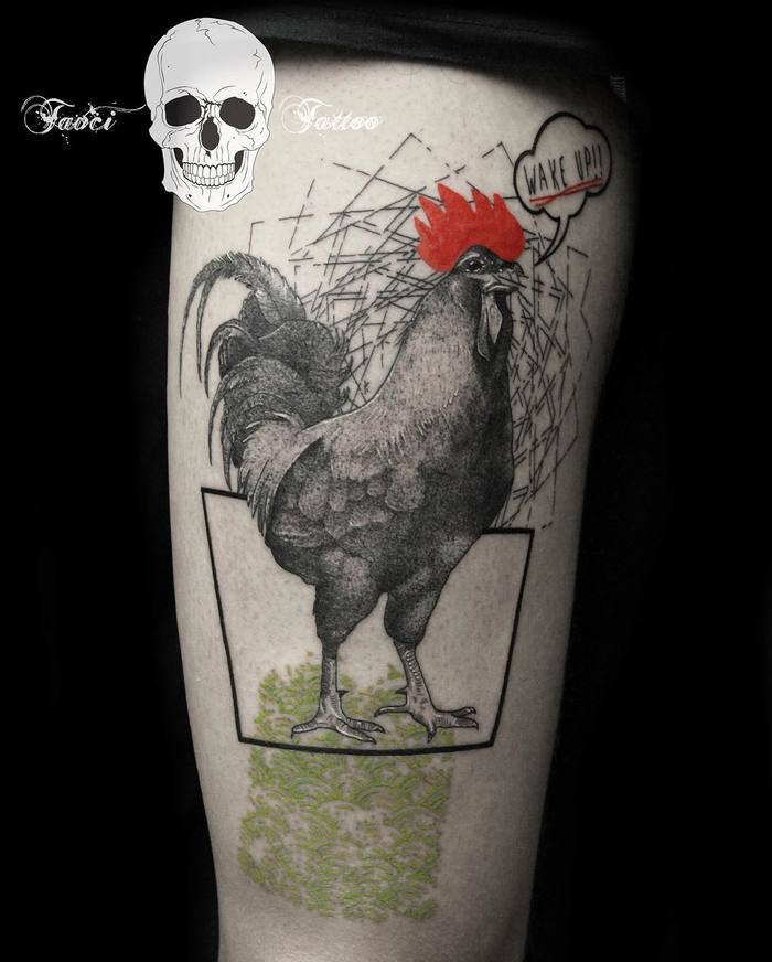 Rooster Tattoo by saso_tavcitattoo