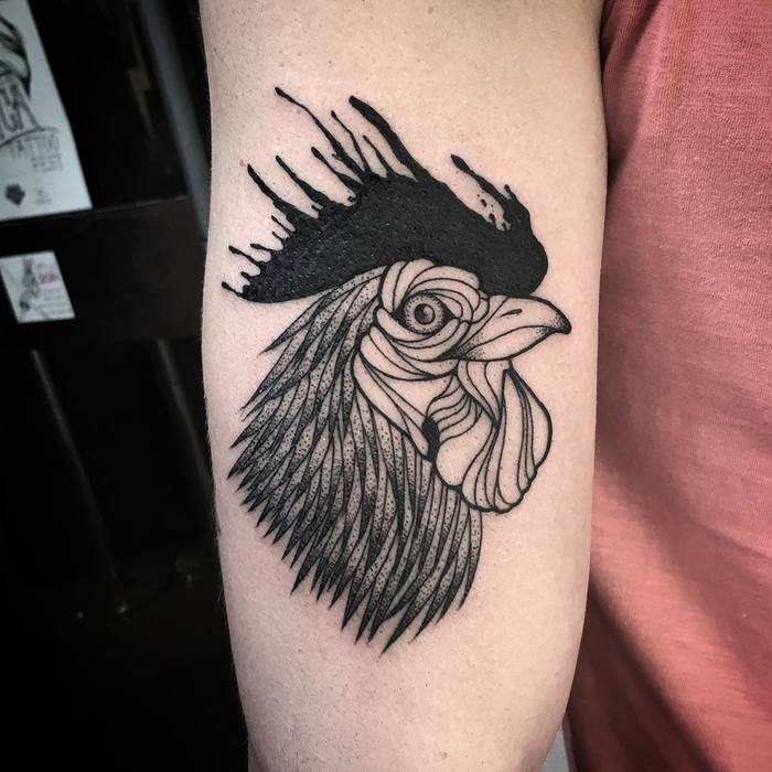 Rooster Tattoo by sola_blackmeat