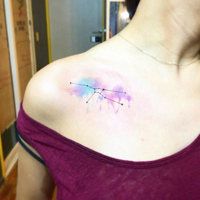 Watercolor Taurus Constellation Tattoo by tattooist_up