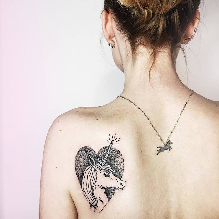 Unicorn and Heart Tattoo by martha_bocharova